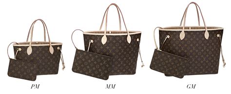 louis vuitton sizes pm mm gm|louis vuitton neverfull size comparison.